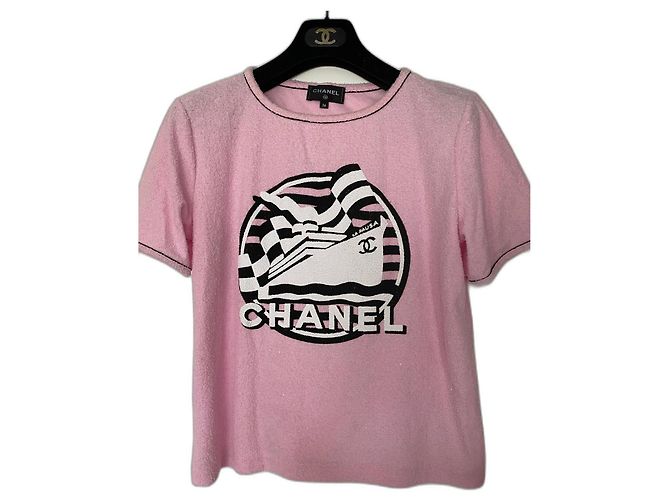 Camiseta Chanel em strass Rosa
