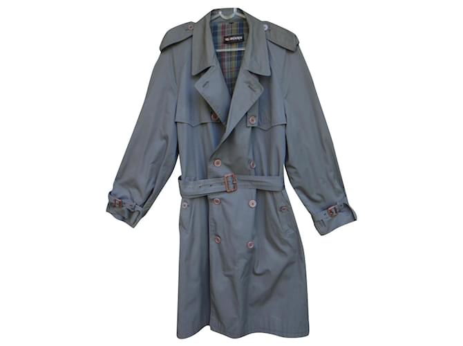 Yves Saint Laurent Vintage Herren Trenchcoat Gr. L Grau Baumwolle Polyester  ref.351183
