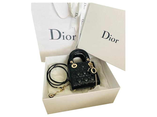 Christian Dior Mini Patent Lady Dior Bag  Black Totes Handbags   CHR299692  The RealReal