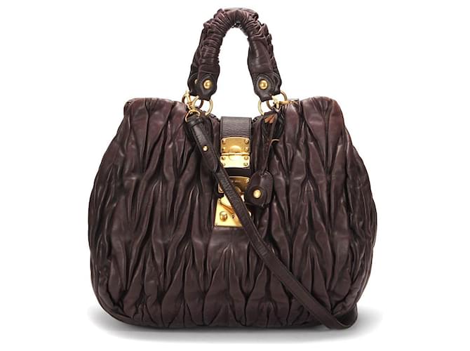 miu miu 2 Way Shoulder Bag 194 Brown Leather ref.351293 - Joli Closet