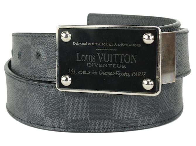 Louis Vuitton 95/38 Cinto Inventeur de Grafite Damier reversível Couro  ref.351402