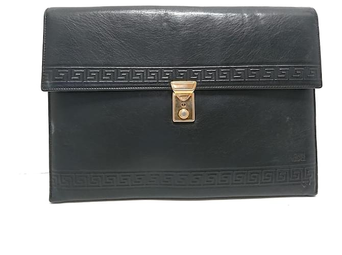 Versace Clutch bag Preto Couro  ref.351585