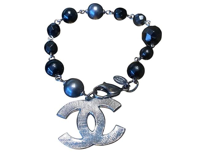 Chanel Bracelets Perle Noir Bijouterie argentée  ref.351602