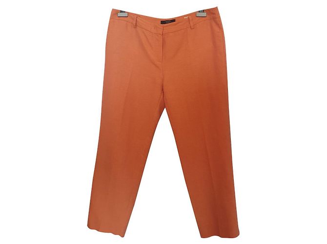 Calça Weekend Max Mara Laranja de Linho e Algodão