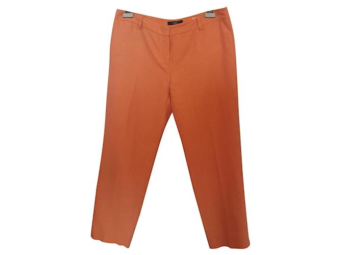 Weekend Max Mara Pants, leggings Orange Cotton Linen  ref.351713
