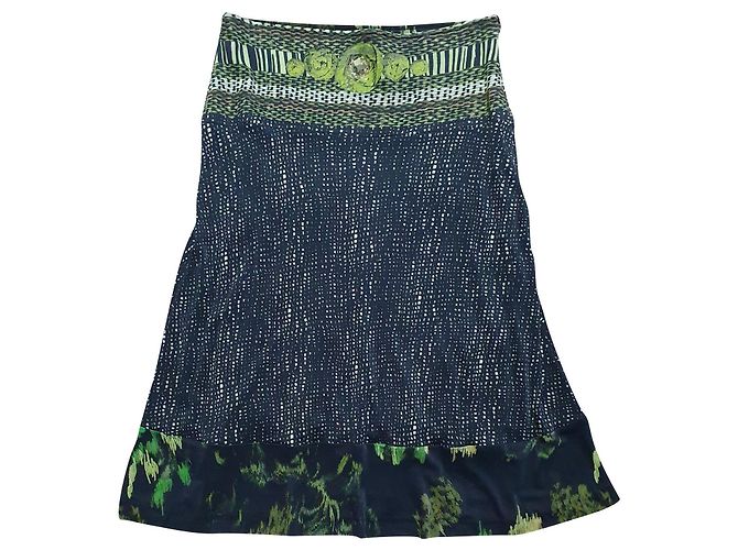 Maliparmi Midirock Grün Viscose Mehrfarben