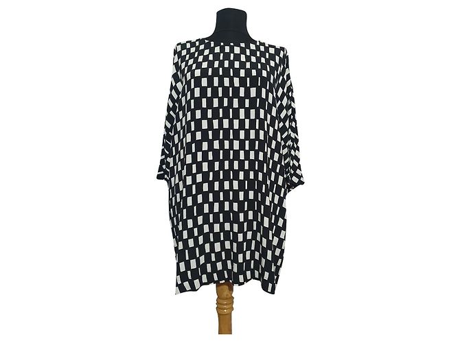 Top Marimekko Jada Noppa Negro Blanco Viscosa 44