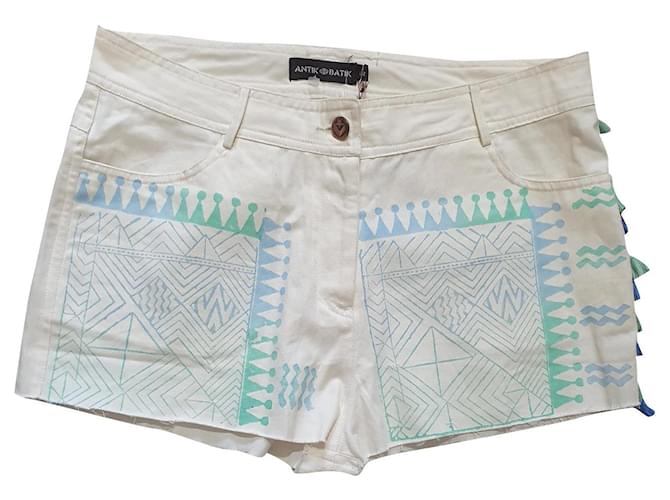 Antik Batik Pantalones cortos Blanco Multicolor Algodón  ref.352037