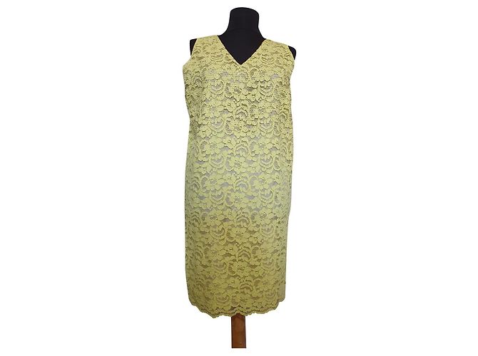 ROCCOBAROCCO Spitzenkleid Neongrün mit Steinen Gelb