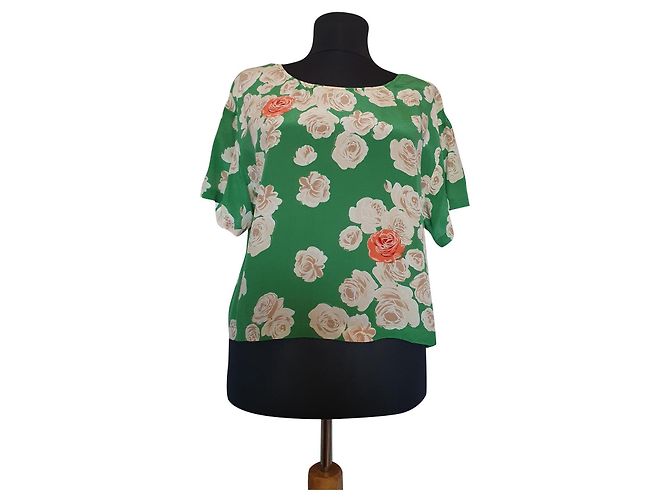 Autre Marque Top de seda Anthropologie 9 S'Cl Verde Multicor