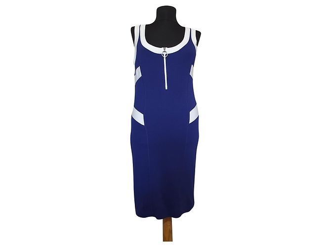 Vestido Marc Cain de algodón azul y blanco