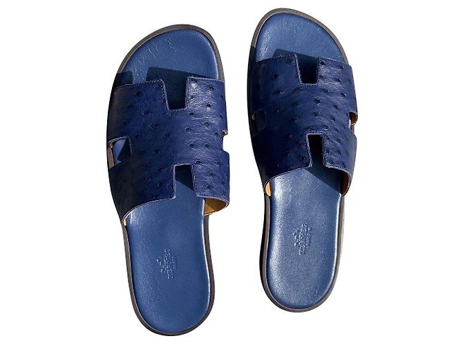 Hermès IZMIR in ostrich leather Blue