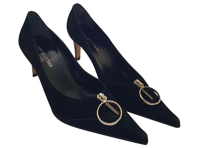 Sergio Rossi Black Suede Heels