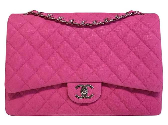 Bolsa com aba Maxi Timeless Classic Chanel Pink Suede Rosa Suécia  ref.352082