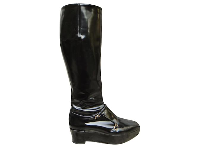 Robert Clergerie boots size 38 Black Patent leather  ref.352105