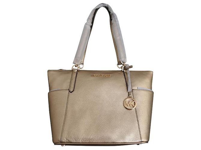 Bolsa Shopping Michael Kors Couro Granulado Ouro Pálido