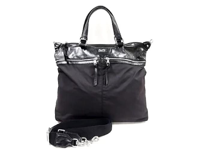 [Used] Dolce & Gabbana 2way Tote Bag Shoulder Black Switching Leather Nylon Front Pocket Dolce & Gabbana Black Men's Bag Bag Brand □□ USED-A  ref.352107