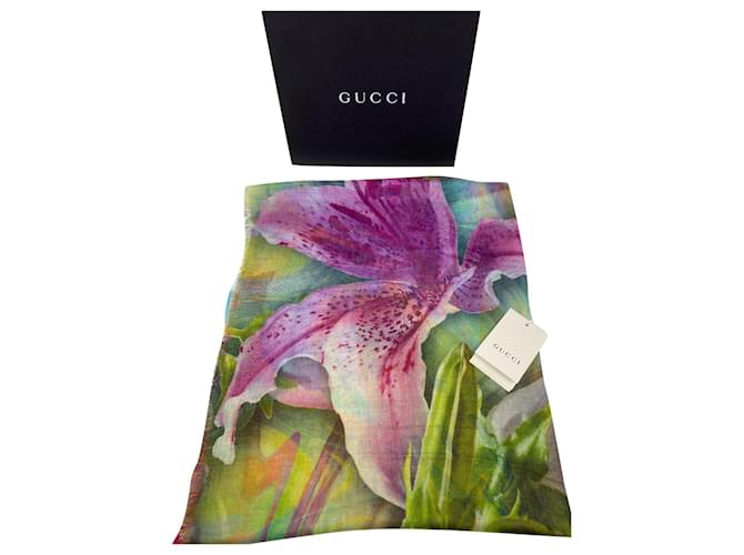 Gucci Echarpes Soie Coton Multicolore  ref.352140
