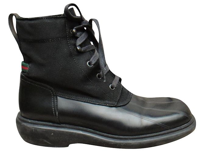 Botines Gucci de cuero y lona negros talla 39