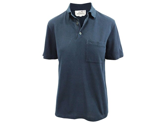 Hermès Polo con bottoni ricamati H blu navy