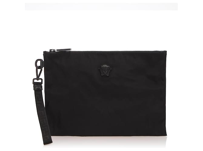 Versace Black Medusa Clutch Bag Nylon Cloth  ref.352668