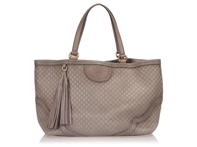 Gucci Gray Large Microguccissima Duilio Leather Tote Bag Grey Pony-style calfskin  ref.352707