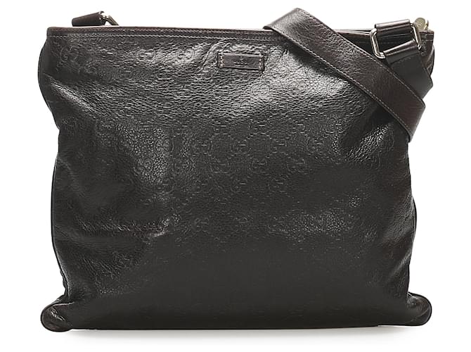 Gucci Leather Logo Crossbody Bag Black Pony-style calfskin ref