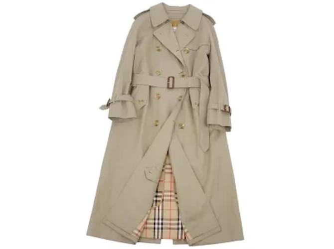 Used) Vintage Burberry Burberrys 100% cotton trench coat with back check liner Outerwear Women's 9AB2 (M Equivalent) Beige (ballworm color) Women's coat coat Brown Polyester Wool ref.352812 Joli Closet
