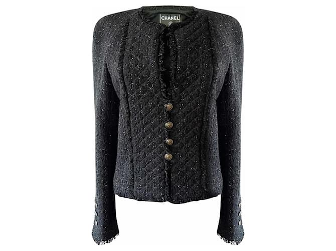 Chanel Veste matelassée en tweed RARE Noir  ref.353036
