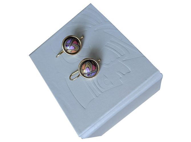Frey Wille 18k Boucles d'oreilles cabochon Sarah Bernhardt en or jaune