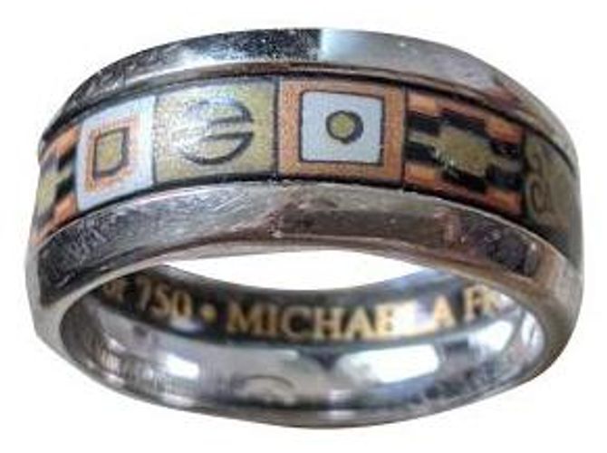 Frey Wille Gustav klimt 18k Anel de Ouro Branco Multicor