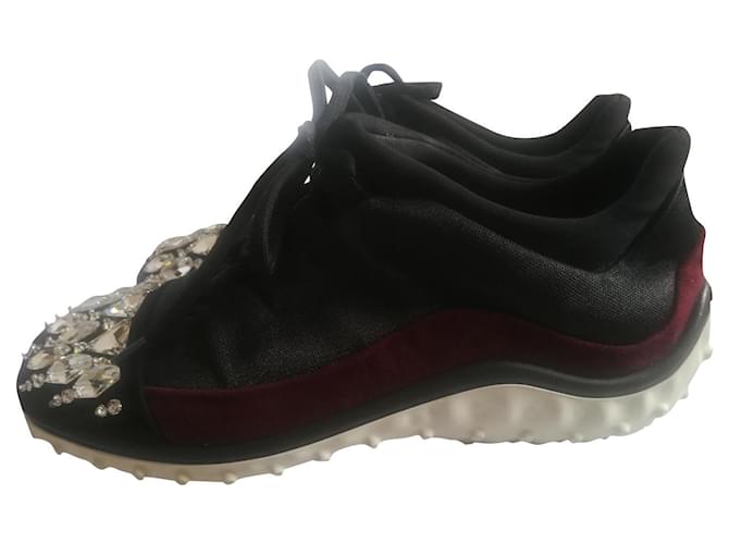 Miu Miu Sneakers Black Suede Cloth Glass  ref.353301