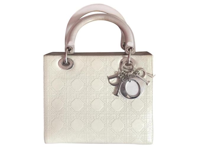 Dior Lady Dior Handtasche Leder Creme Roh