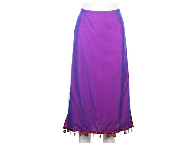 Matthew Williamson Double Layer Knee Skirt With Belly Dance Coins Embellishment  Purple Nylon  ref.353698