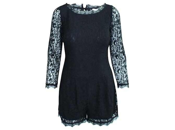 Joie Black Lace Jumpsuit Rayon Cellulose fibre  ref.353745