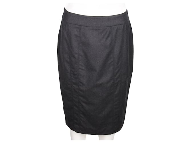 Armani Wool Work Skirt Grey  ref.353762