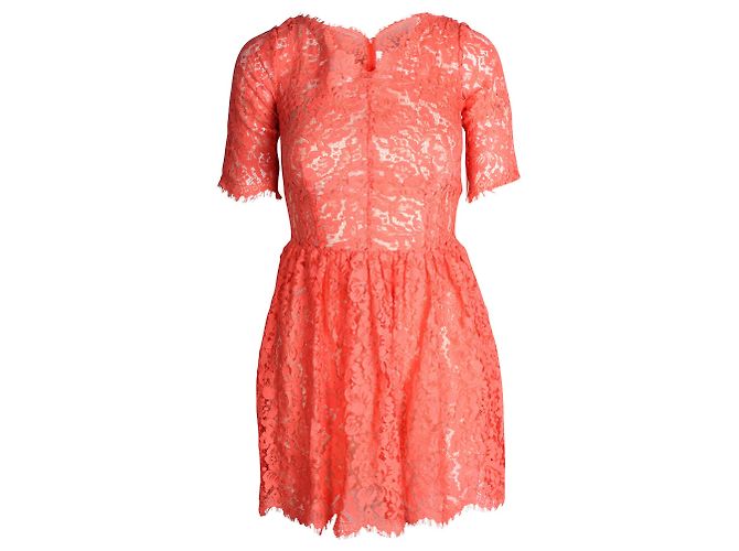 Clover Canyon Millie Sommerkleid mit pfirsichfarbener Spitze Pink Angeln