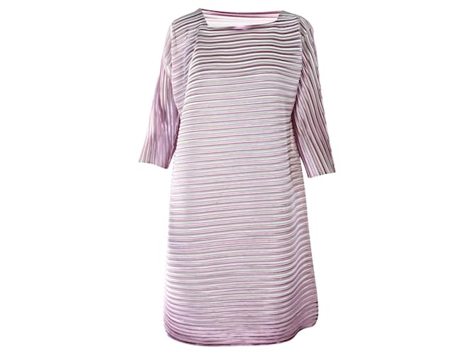 Pleats Please Asymetrical Pleated Dress Pink Polyester  ref.353824