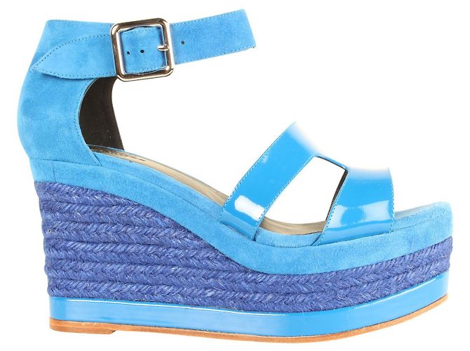 Hermès Espadrilles compensées bleu électrique Ilana