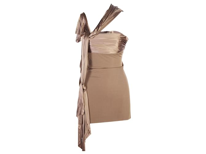 Hermès Drapiertes Tunika-Oberteil aus kastanienfarbener Jersey-Viskose Braun Zellulosefaser  ref.353954
