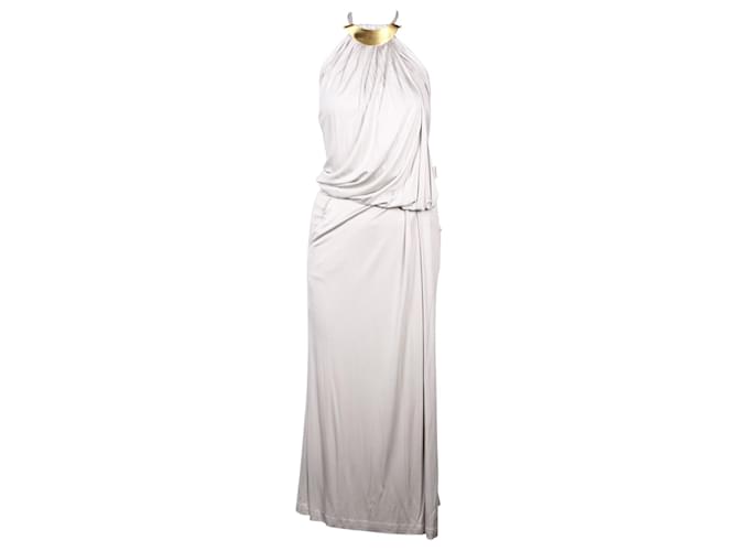 Diane Von Furstenberg Grey Jumpsuit with Gold Necklace Accent Silk  ref.354026