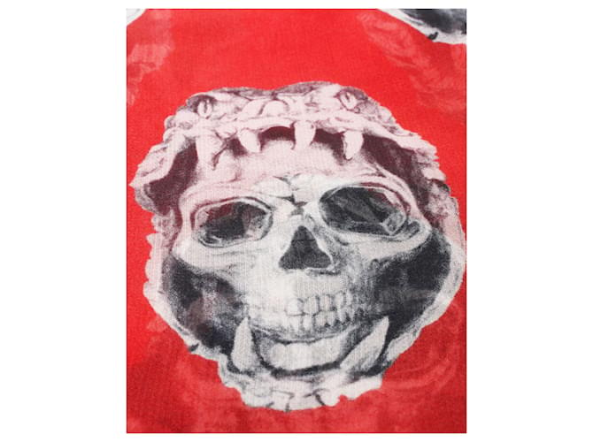 Alexander Mcqueen Red Printed Scarf Silk  ref.354189