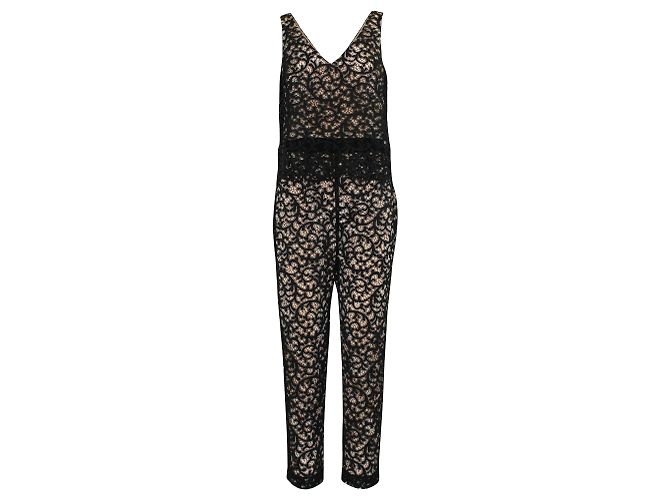 Trina Turk Spitzenoverall Schwarz