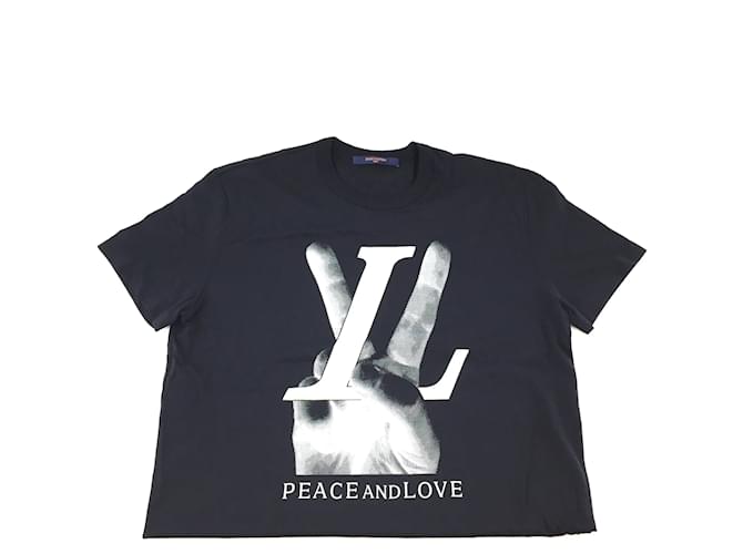 Louis Vuitton Black Peace and Love Men Tee Shirt XS