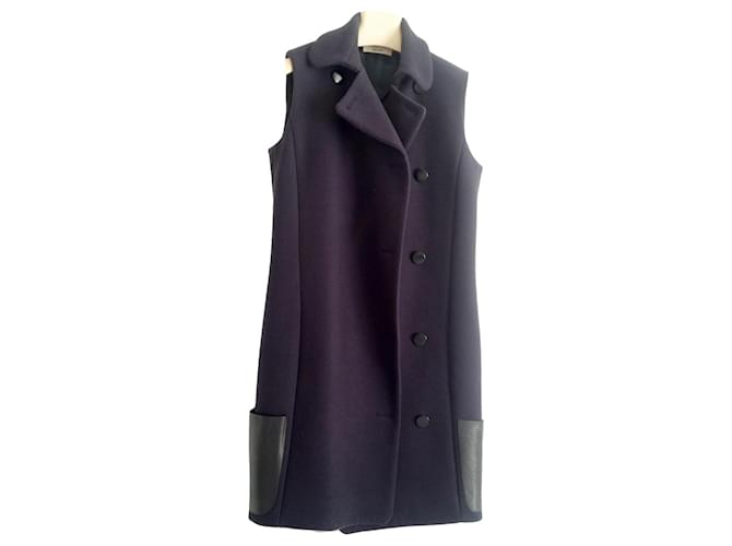 Céline Designed by Phoebe Philo. 100% wool. Side pockets in lambskin. in excellent condition. Navy blue Leather  ref.354496