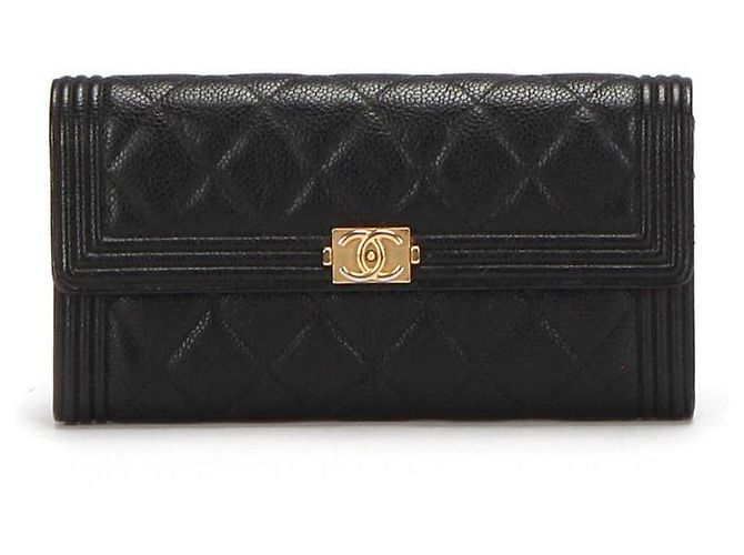 Chanel Boy Channel Lange Geldbörse in Schwarz