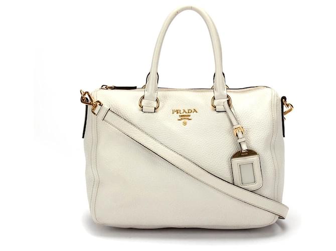 Women's White Leather Shoulder Mini Boston Bags