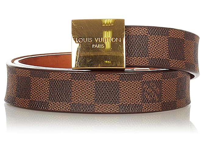 Louis Vuitton Brown Damier Ebene Saint Tulle Belt Golden Cloth Metal  ref.395164 - Joli Closet