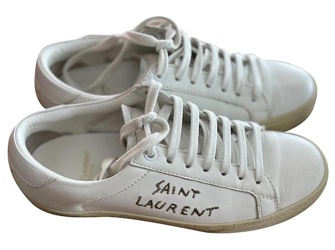 Saint Laurent Tênis Branco Couro  ref.355059