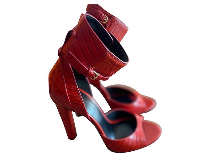 Sandalias de tacón Alexander Wang en cuero rojo Roja